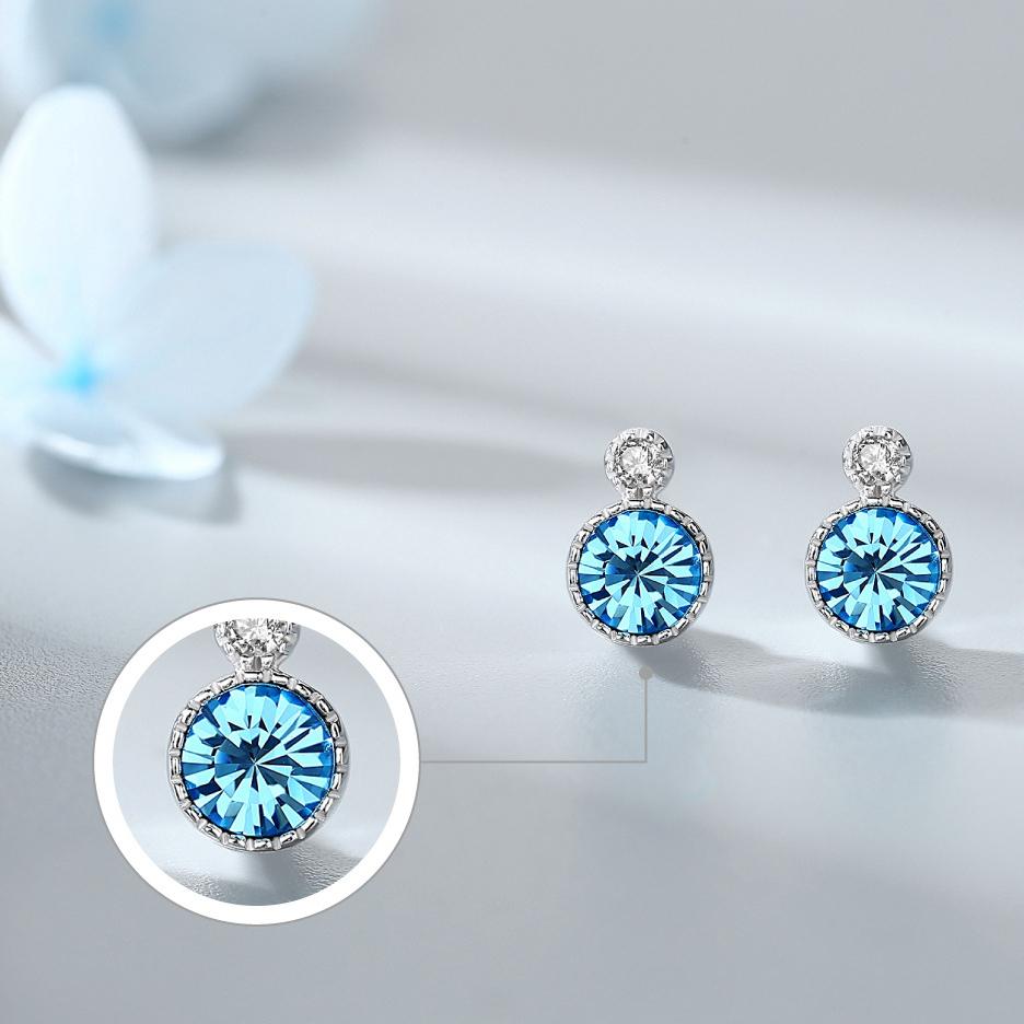 Heart of the Ocean S925 Sterling Silver Earrings |         Light Luxury Geometric Diamond-Encrusted Earrings, Premium Crystal Ear Jewelry, Gift