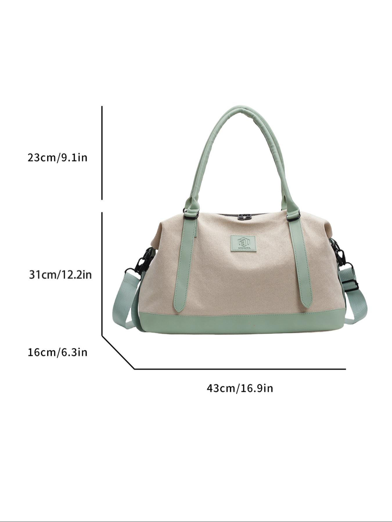 Patched Decor Colorblock Travel Bag, Large Capacity Zipper Travel Bag, Fashionable Multifunctional Casual Outdoor Sports Bag for Women & Men