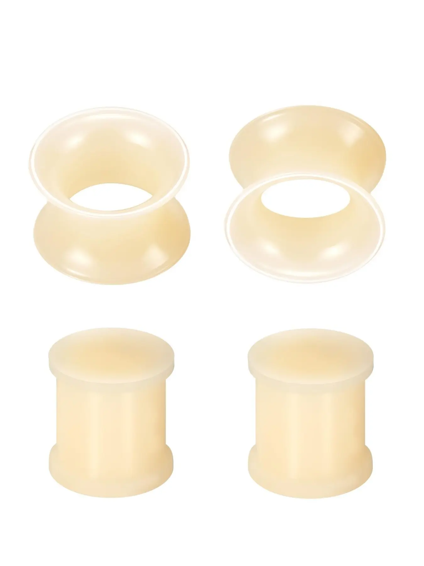 4PCS Ear Gauges for Ear Thin Flexible Silicone Double Flared Flesh Skin Tone Ear Gauges Saddle Tunnel Plugs Soft and Smooth Skin Silicone Stretchers Expander for Women Men