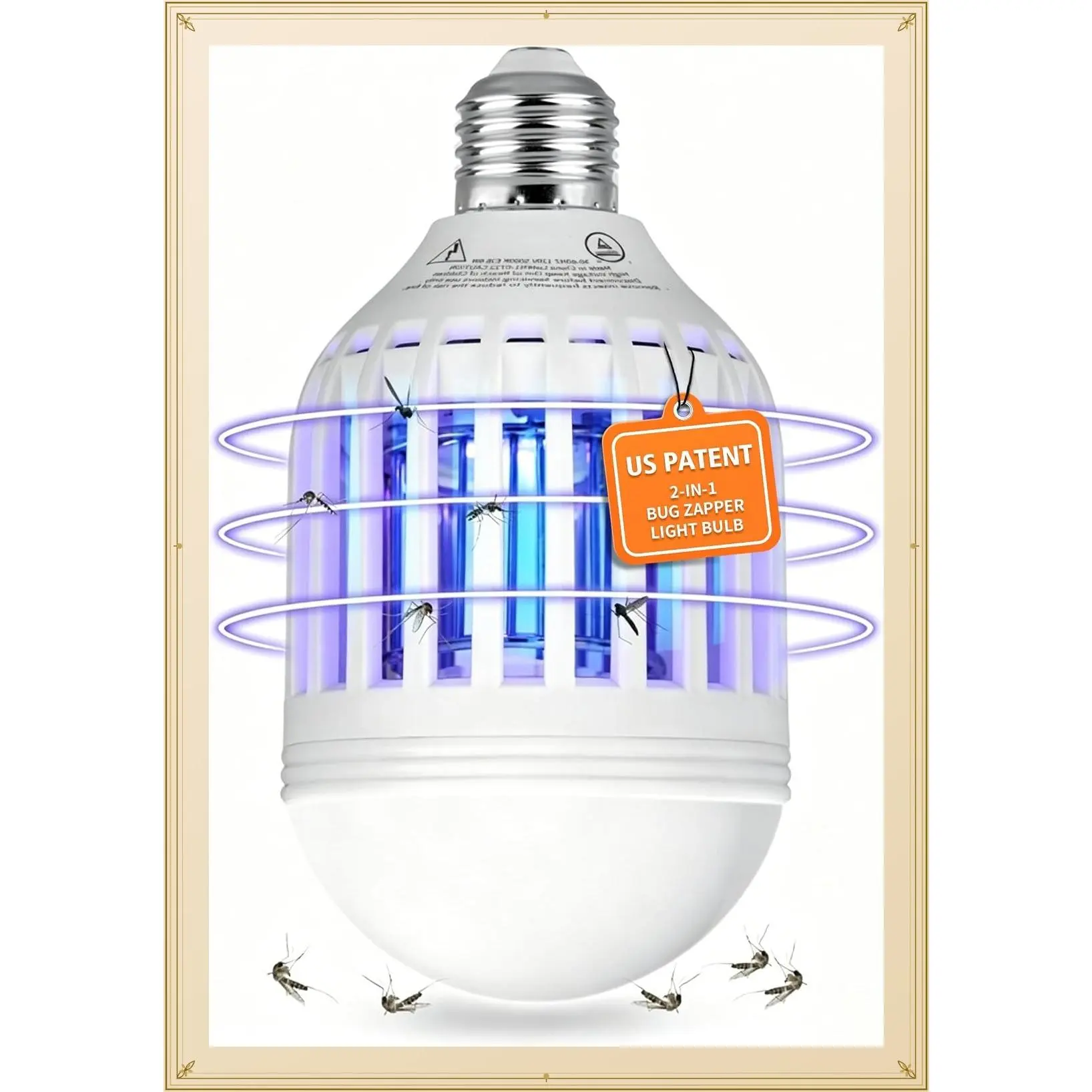 2-in-1 Bug Zapper Light Bulb – Mosquito Killer Lamp with E26 Base, No Wiring Needed, Attracts and Eliminates Mosquitoes, Gnats, Moths for Home, Kitchen, Porch, Patio, EntrywayGift