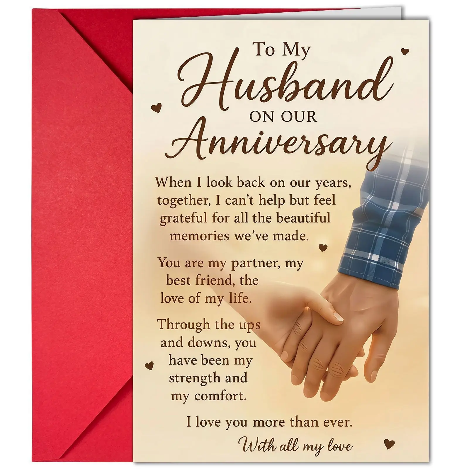Wedding Anniversary Card Envelope Set, Romantic Love Letter for Husband, Couple Memorial Day Gift, Heartfelt Blessing Cards