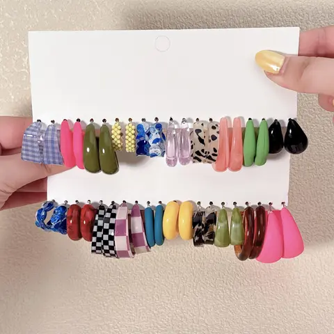 Women's Elegant Colorblock Earrings, Fashion Jewelry for Party and Daily Outfits, All-Match Exquisite Stud Earrings Set for Birthday Gifts, Fashionable Trendy Jewelry, Stylish Jewelry #GLOBAL PICKS