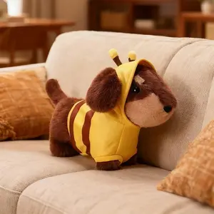 25/35CM Cute Dachshund Plush Toys Wear Clothes Doll Kawaii Pink Dress Blue Shirt Bee Dress Up Dachshund Doll Birthday Gift Toys