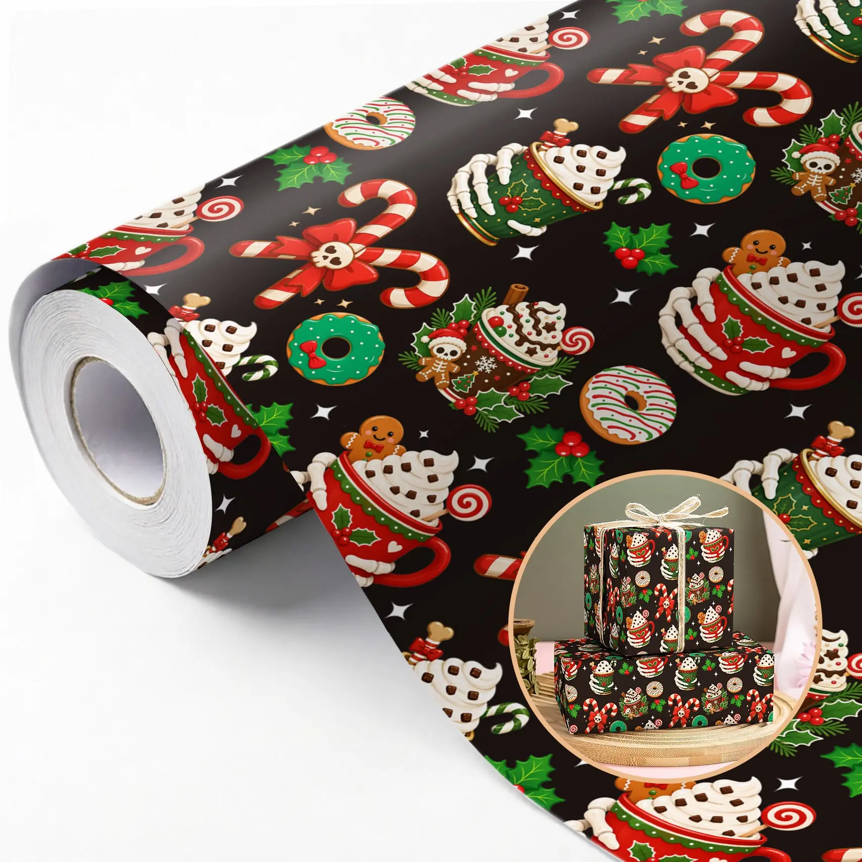 Christmas Roll Packaging Paper, Matte High-Grade Christmas Gift Wrap, 17in*197in, Ideal for Bouquets, Gift Boxes, Birthdays, Weddings, Parties, Holidays