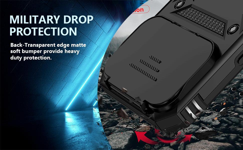 for iPhone 17 Pro Max Case, with Slide Camera Cover HD Screen Protector [Military Grade 16ft. Drop Tested] Ring Holder Kickstand Protective Phone Case for Apple iPhone 17 Pro Max, Black