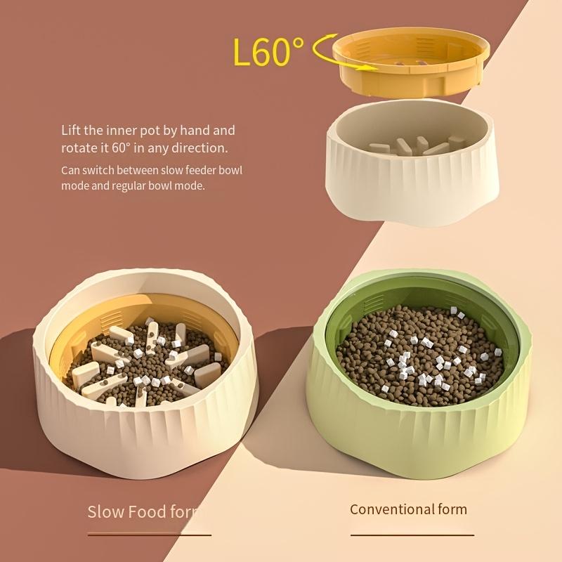 2-in-1 pet slow-eating bowl, spill-proof, suitable for cats and dogs, made of non-slip plastic material, heat-resistant, dishwasher safe - suitable for 1-3 cups of food, treats, and water - helps relieve boredom and anxiety in dogs