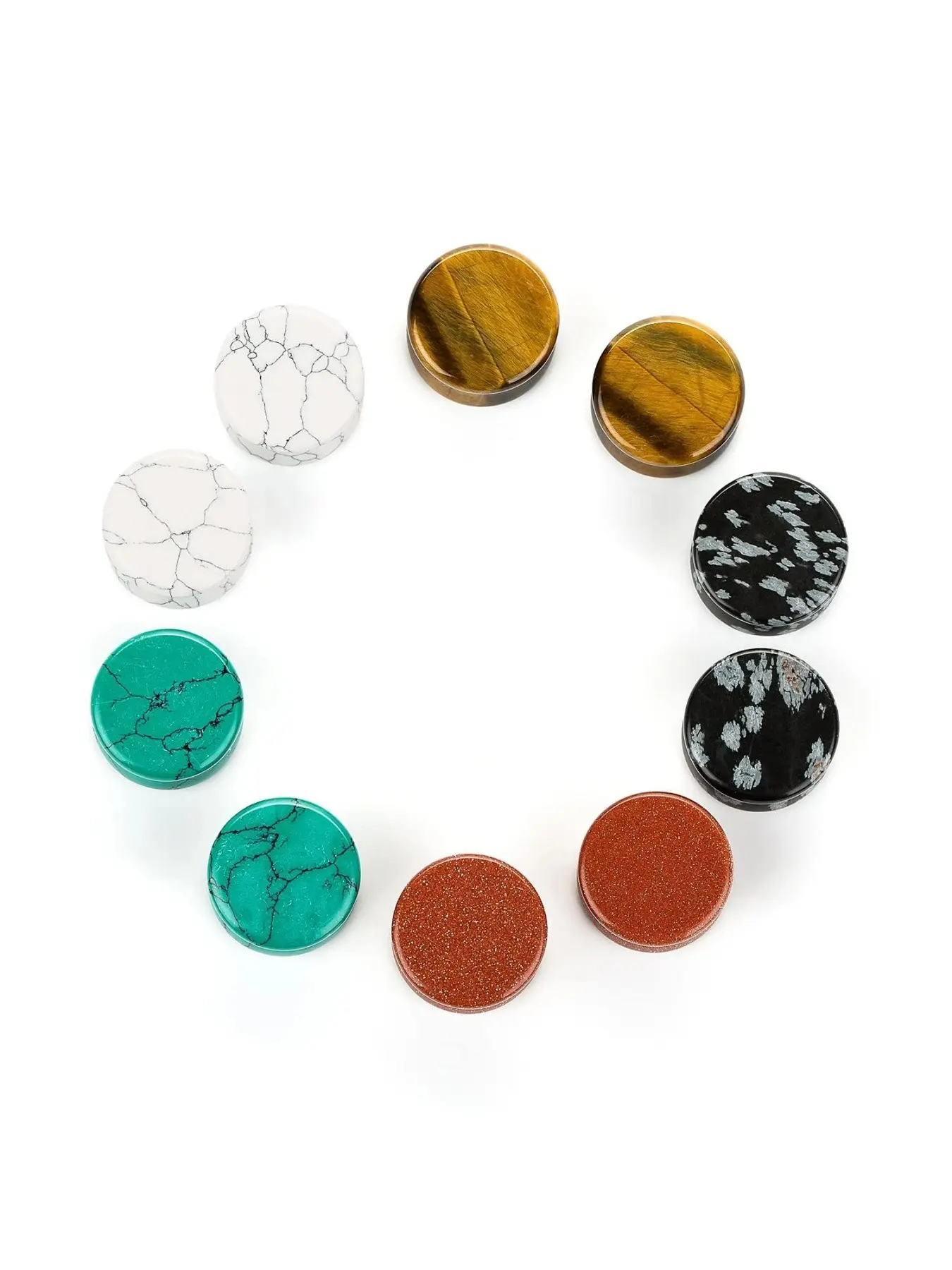 Stone Ear Plugs Stretching Kit Gauges 6mm-16mm Saddle Double Flared Expander Set Stretcher Body Piercing Jewelry