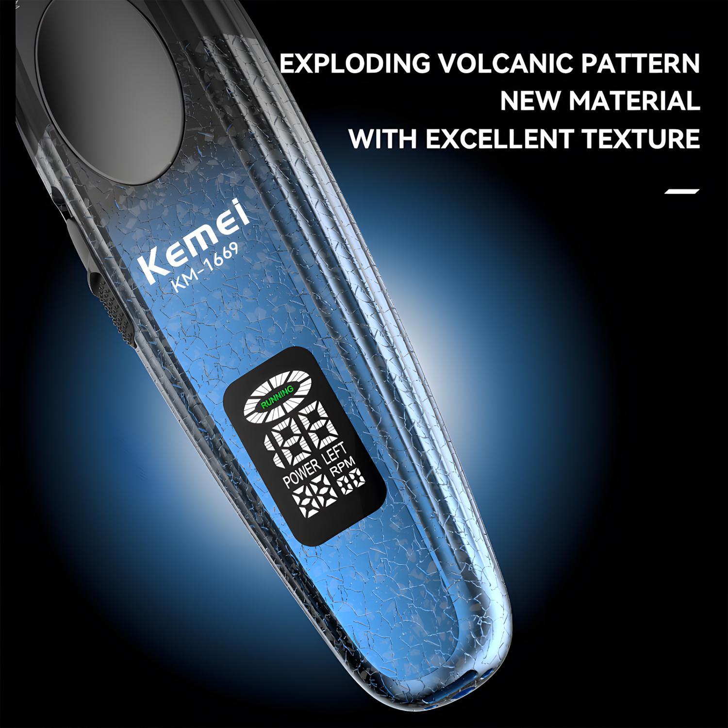 Kemei KM-1669 9000RPM High Power Wireless Professional Barber Machine, Hair Clipper Trimmer with Charging Stand, Hair Trimmer for Men