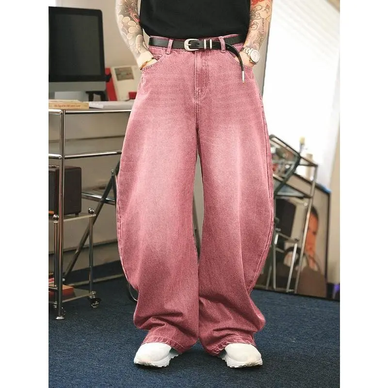 Y2K Street Loose Brown Washed Relaxed Fit Flared Leg Jeans For Men
