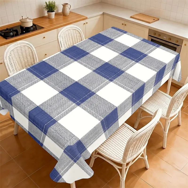 Blue Plaid Tablecloth, Classic Plaid Pattern, Enhances Dining Atmosphere, Adds Charm to Home, Ideal for Family Meals and Parties