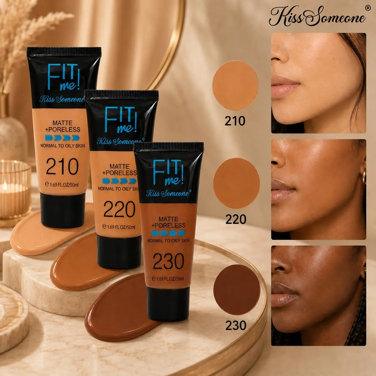 Three-Piece Set, Long-Lasting Liquid Foundation, Waterproof Moisturizing Bb Cream, Concealer, Suitable for Oily Skin, Dark Skin Tone