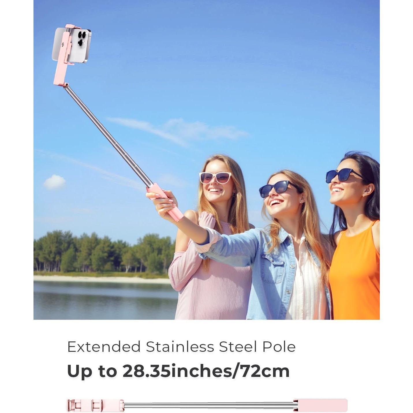 Selfie Stick for , Extended Portable Selfie Stick,  Remote, Adujustable, Compact Phone Holder for Photograph, Video Recording, Streaming ()