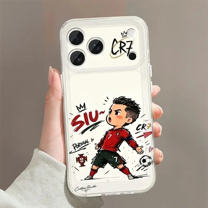 SU!R-Ronaldo Personalized Phone Case - Mixed Color 1 Retro CR7 Football Player Portugal National Team Print, Shockproof Full Cover Fit, Autumn Fashion Unisex Gift, Fits iOS iPhone Series 17 Air 16 15 14 13 12 11 Pro Max Plus