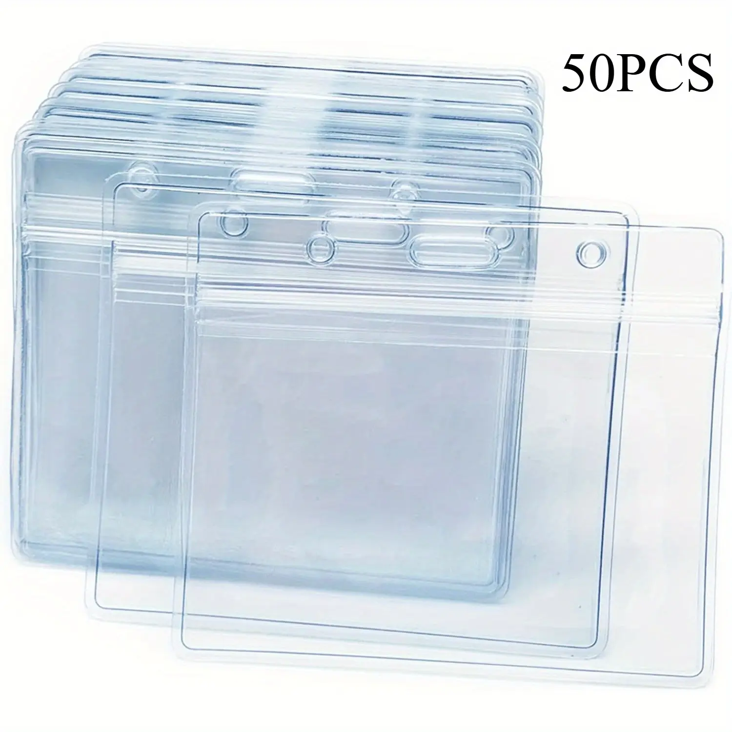 20-50Pcs Clear Plastic Horizontal Name Badge ID Card Holders Name Tag Holder Business Card Holder
