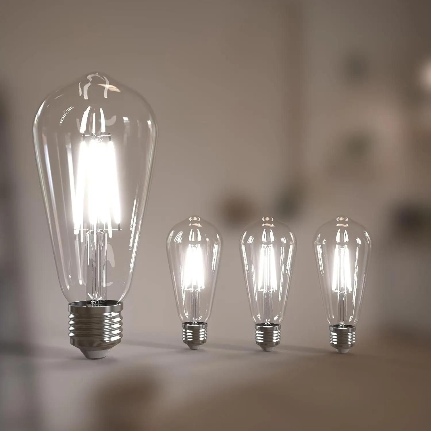 Edison Bulbs E26 LED Bulb 60 Watt Equivalent, Vintage LED Light Bulbs CRI90+ ST19, Dimmable Clear Light Bulbs (5000K Daylight, 6watt-4 Pack)