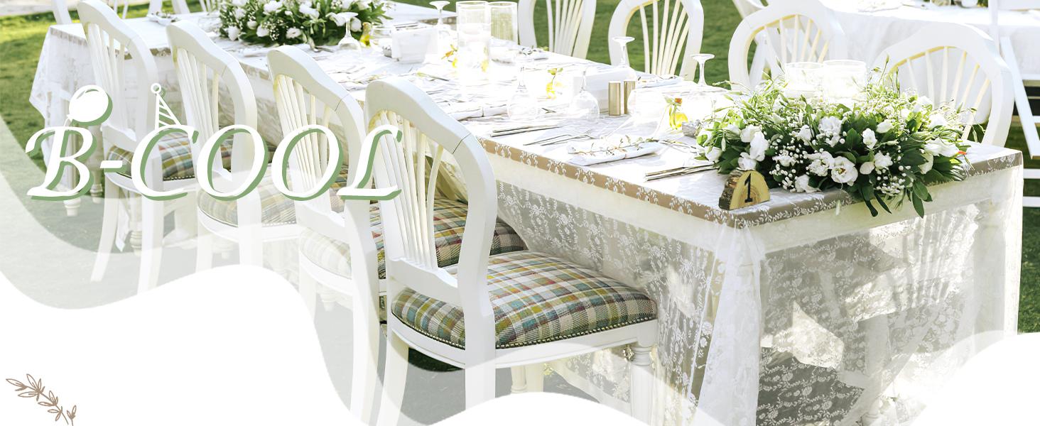 2 Pieces Lace Tablecloth 60 x 120 Inch Wedding Rectangle Overlay for Tables Rustic Vintage White Table Cover