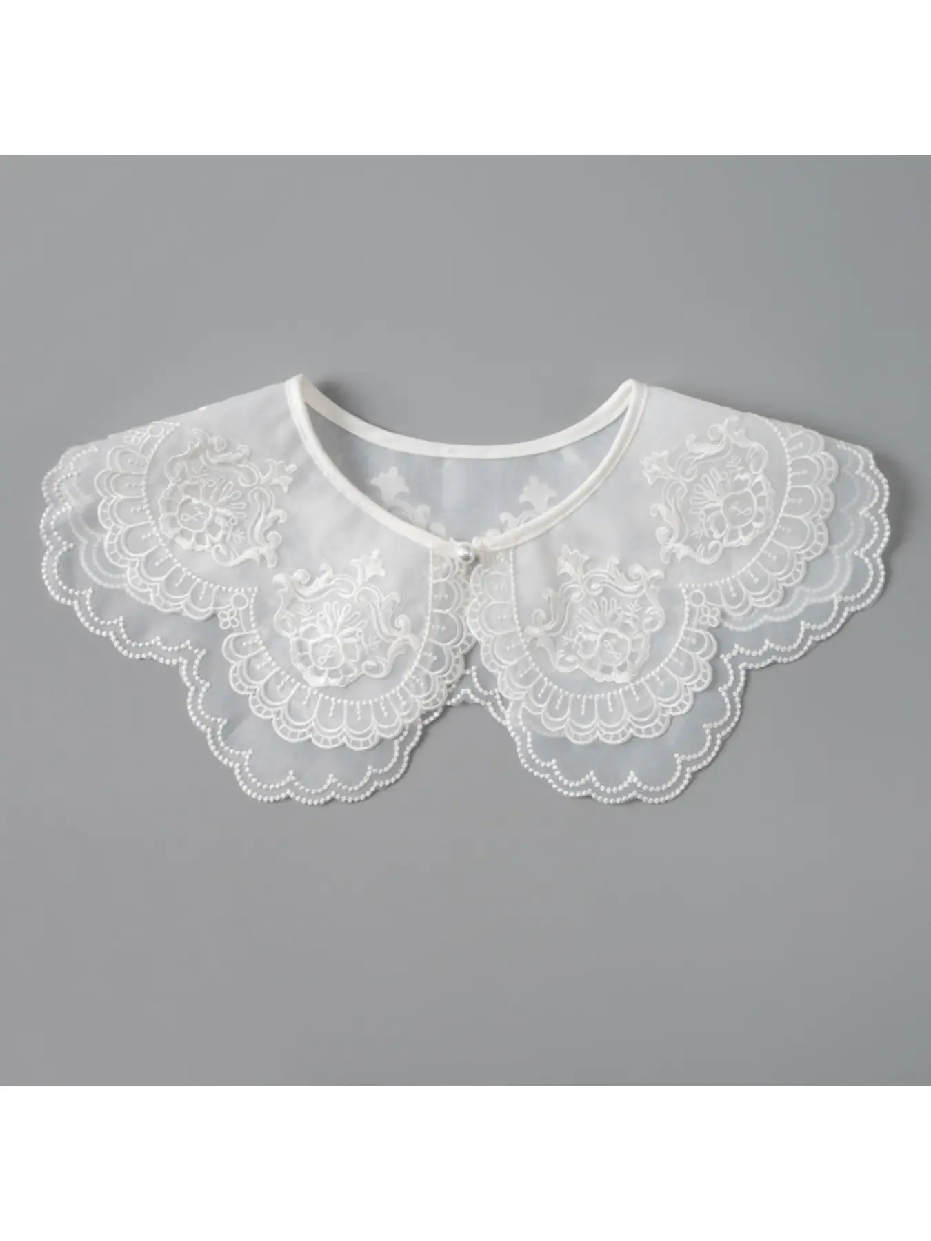 Double-layer organza embroidered detachable collar, women's summer shawl, versatile lace-trimmed decorative collar