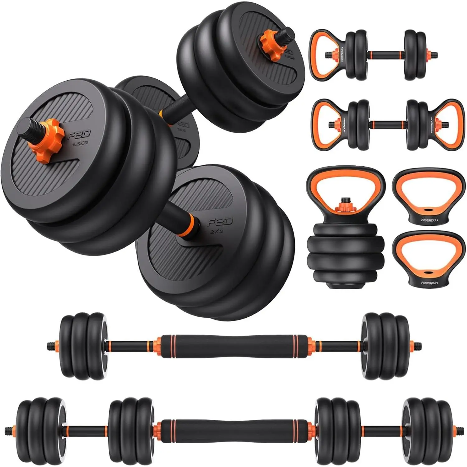 DS2 Adjustable Dumbbells, 20/30/40/45/70/90lbs Free Weight Set with Connector, 5 in1 Dumbbells Set  as Barbell, Kettlebells, Push up Stand, Weight Plate, Fitness Exercises for  Gym Suitable Men/Women