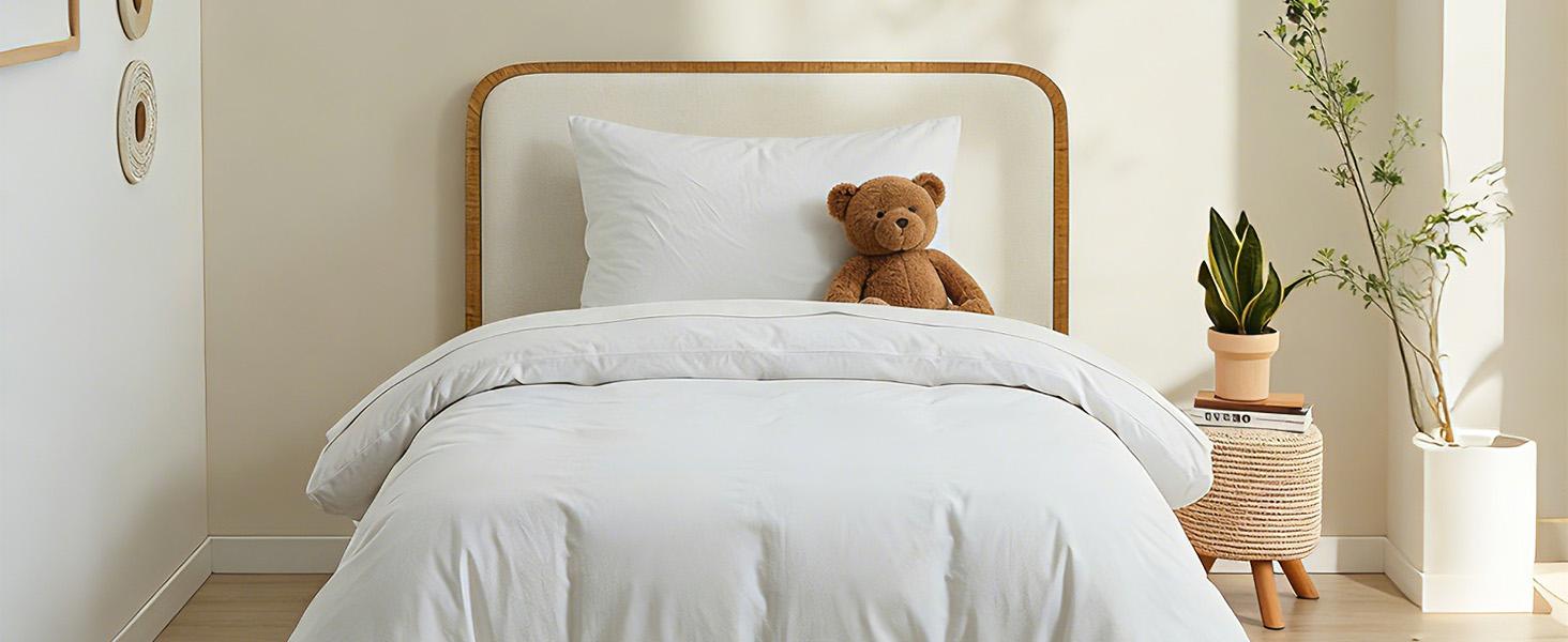 100% Washed Cotton Duvet Cover Twin Size,-Like Textured White Fade-Resistant Natural Bedding Set (No Comforter), 68x90 Inches