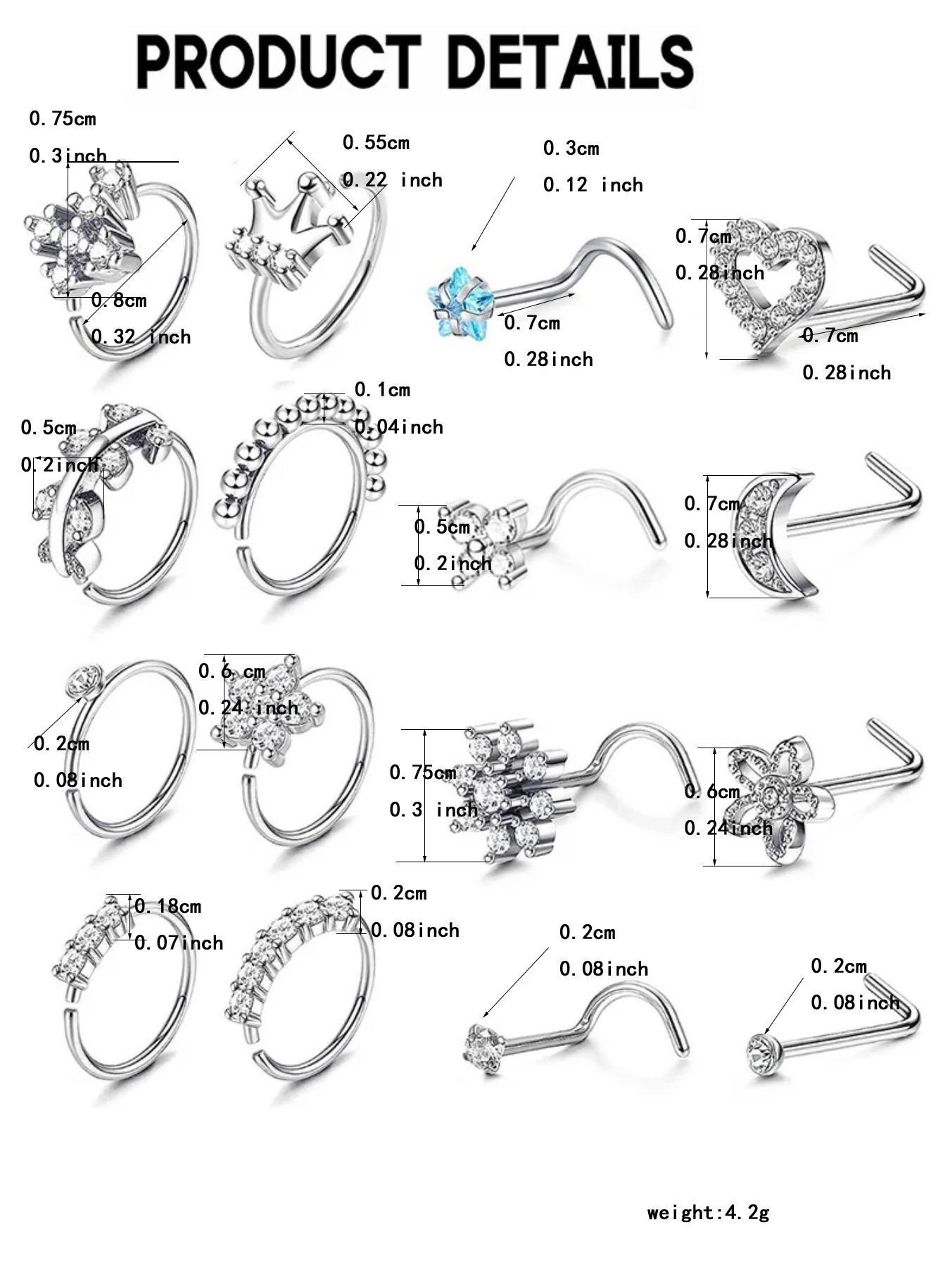 Women's Elegant Rhinestone Decorated Nose Ring, Nose Ring for Women & Girls, Casual Fashion Accessories for Party & Daily Decor, Trendy Jewelry for Gift, Nose Piercing Jewelry, Nose Cuff, Body Piercing Jewelry