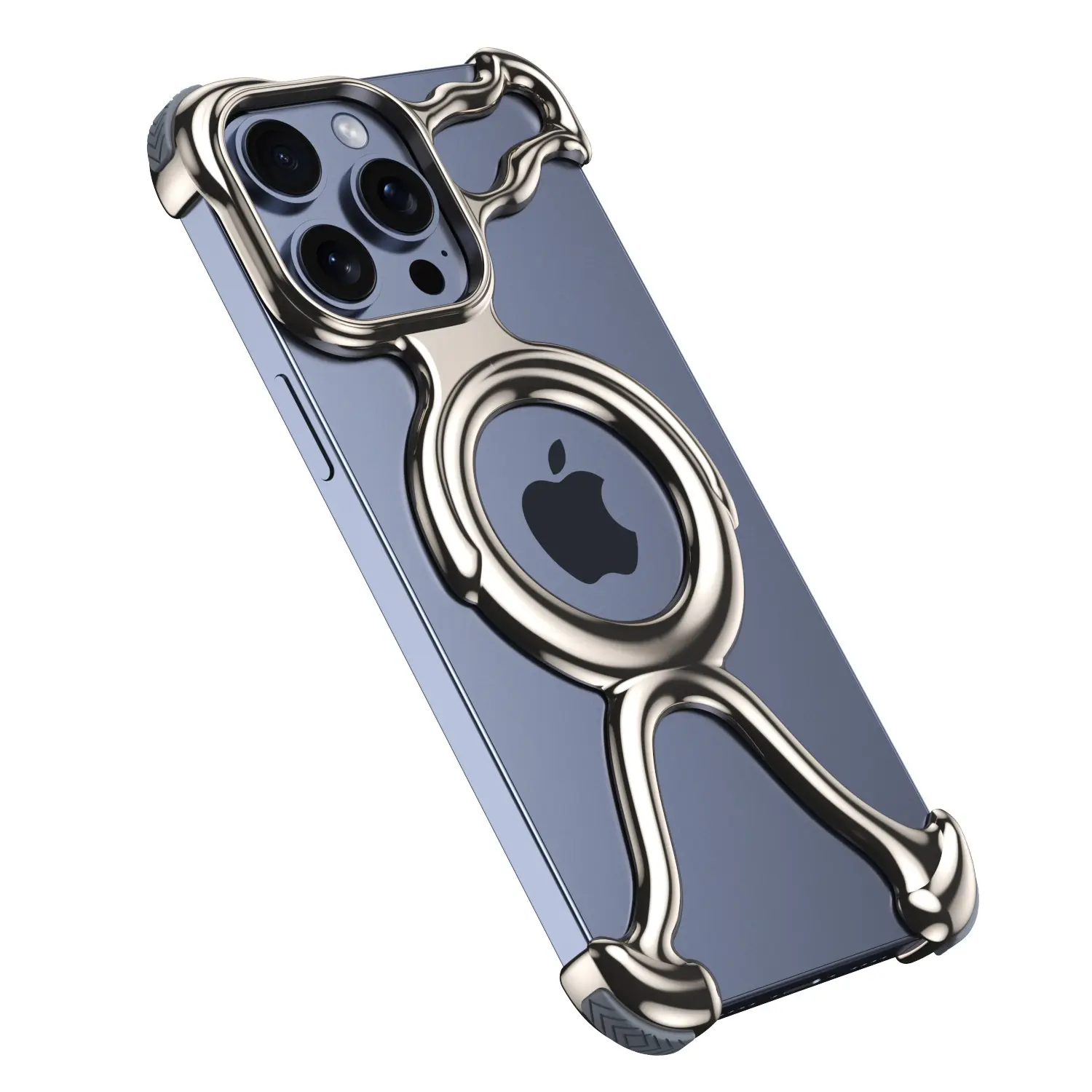 High-End Electroplated Hollow Cutout Breathable Heat Dissipation Hard Protective Phone Case, Built-In MagSafe Magnetic Ring, Ultra Slim Lightweight Full Wrap Shockproof Anti-Scratch Fashion Accessory for iPhone 15, iPhone 17 Pro Max, Smartphone, Handheld,