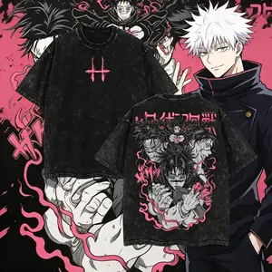 2026 Summer Jujutsu Kaisen Manga T-shirt Choso Graphic Clothing Men Short Sleeve Cotton Vintage Washed T Shirt Harajuku Casual