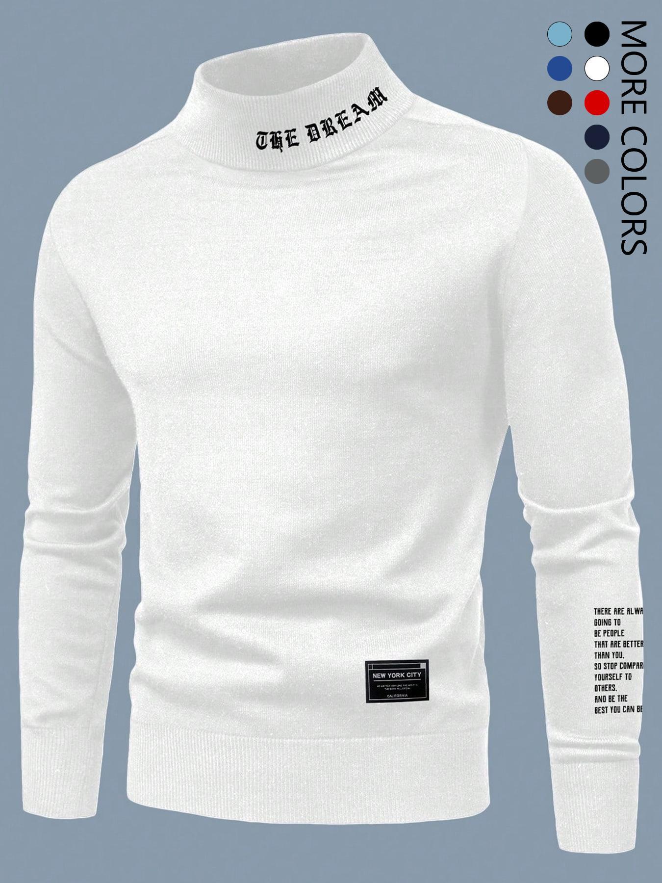 Men's Letter Print Stand Collar Sweatshirt, Regular Fit Casual Long Sleeve Pullover for Fall & Winter, Men's Clothes for Daily Wear