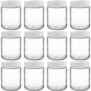 12 Pack Glass Mason Jars, 8 oz Regular Mouth Small Glass Canning Jars Storage Containers with Airtight  for Jelly, Jam, Honey, Beans, Pickles, , Yogurt,  Storage