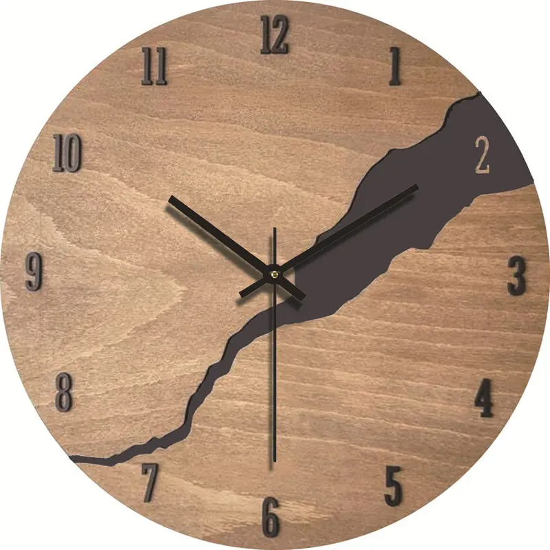 Living room clock, simple and silent, pure wood grain decorative wall clock, American-style minimalist bedroom creative clock