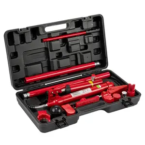 4/10/12 Ton Porta Power Hydraulic Body Frame Repair Kit, Red or Blue Auto Collision Repair Tool Set with Hand Pump, Oil Hose, Split/Separation Top, Spreader Ram, Extensions & Carry Case for Car Truck Garage Frame Straightening & Shop Repair Work