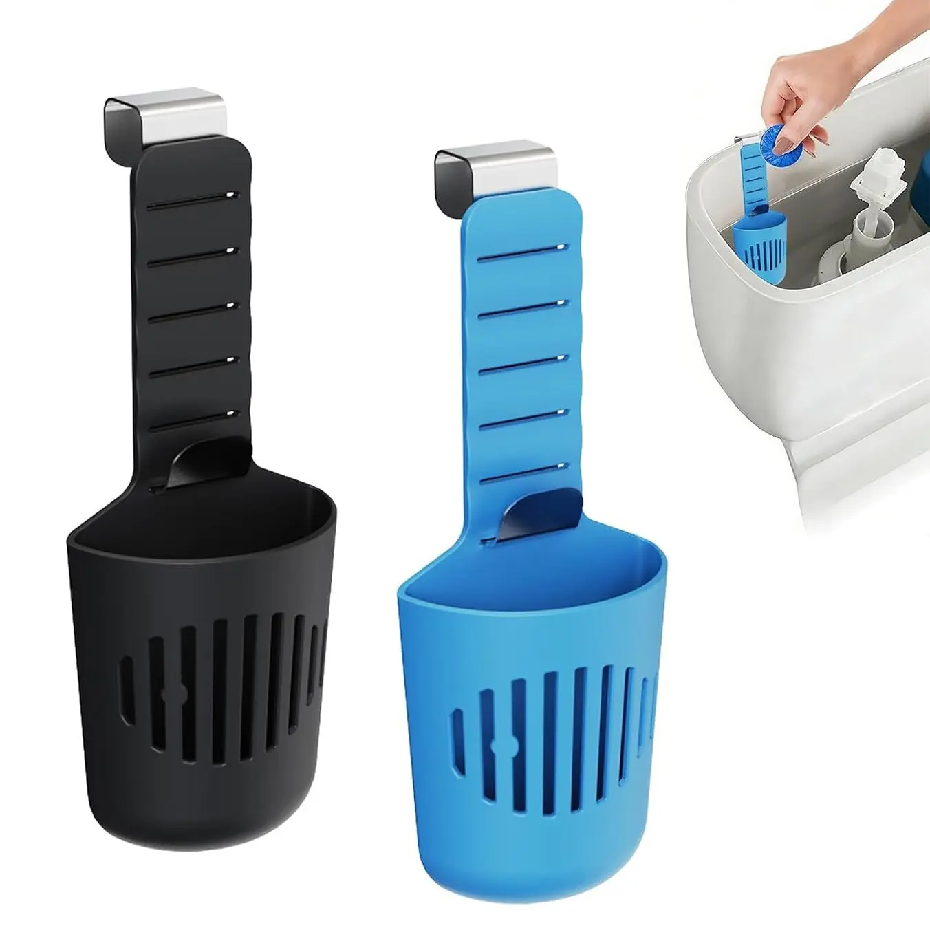 Toilet tank cleaner tablet holder, adjustable silicone basket, suitable for recessed toilet tablets, bleach tablet holder with rust-proof hooks to help reduce residue, Bathroom Accessory, Cleaning
