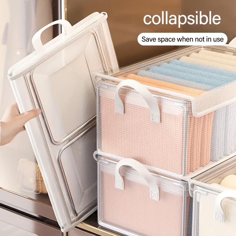 3pcs Foldable PVC Storage Boxes in L/XL Size, Featuring Dustproof Lids, Robust Galvanized Steel Frame, And Handle Design, Ideal for Use in Bedrooms, Wardrobes, Travel, And Under-Bed Storage