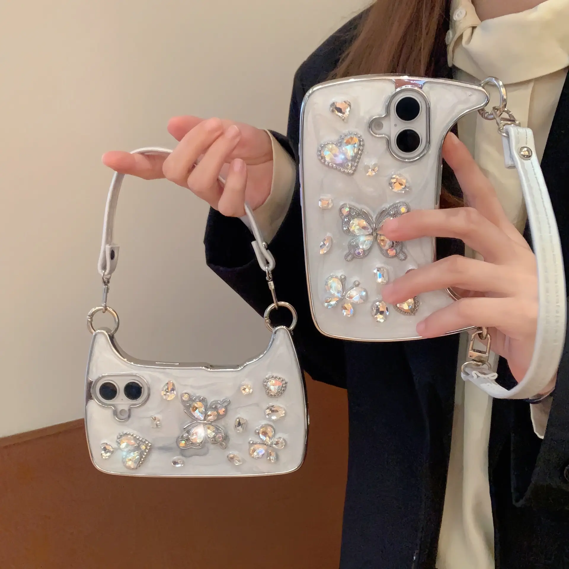 3D Luxurious Diamond Butterfly Phone Case for iPhone 16, Apple 15, suitable for 13/14 Pro Max, 11
