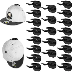 22 Pack Adhesive Hat Hooks for Wall, Super Strong Hat Rack for Baseball Caps, Hat Organizer Display for Home Decor, Hat Hangers Holder for Wall, Door, Closet, No Drilling (Black)