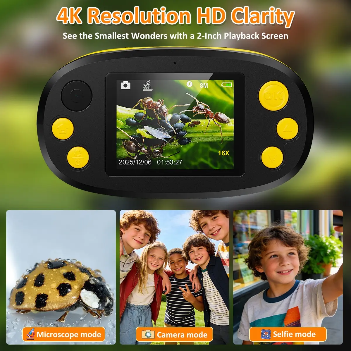 1000x Handheld Microscope, 2.4 Inch IPS Screen, Rechargeable Portable STEAM Teaching Supplies Gift, Suitable for Kids Aged 3+, Outdoor Exploration Microscope