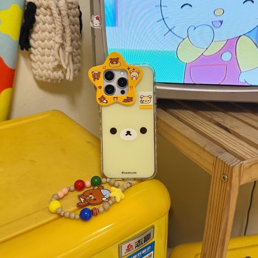 Cartoon Cute Star Lens Rilakkuma iPhone 17 Apple 16 Compatible 13/14 Pro Max Phone Case 15