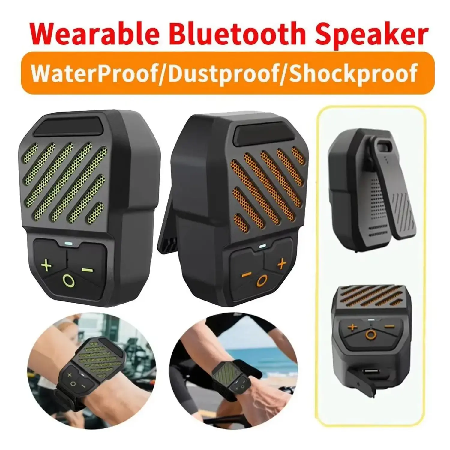 Portable Outdoor Speaker, Clip-On Wireless Bluetooth-compatible Speaker, Ipx5 Waterproof, Long Battery Life, Ideal for Work & Sports, Wireless Shower Speaker