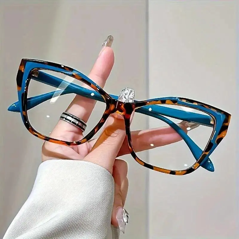 Women's Elegant Cat Eye Reading Glasses - Color Block Anti-Blue Light Vintage, Lightweight Daily Durable 1.0-4.0 Prescription Strength, Casual Summer Outdoor Eyewear (Ideal Gift)