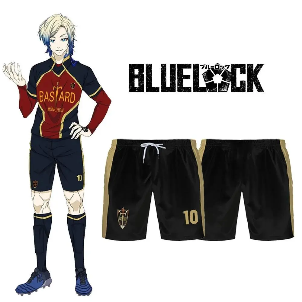 Blue Lock Anime Bastard Munich Team Uniform KAISER ISAGI Youth Football Shorts Japanese Anime Funny Men's Sports Fitness Shorts