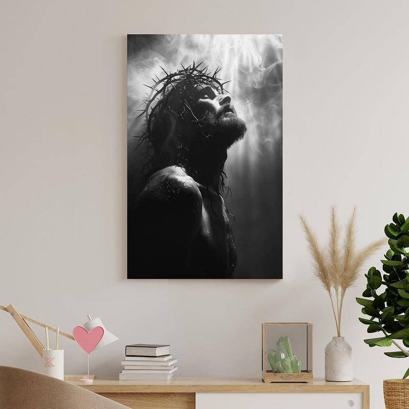 Jesus Christ Portrait Canvas Print Religious Wall Art Bible Print Spiritual Canvas Living Room Decor Canvas Print