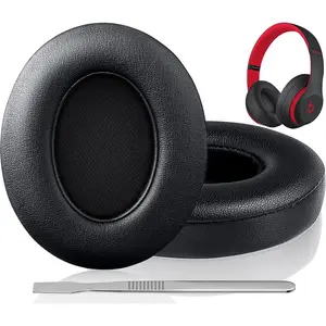Replacement Earpads for Beats Studio 3 & Beats Studio 2 (B0500/ B0501) 2 Pieces Noise Isolation Comfortable Memory Foam Ear Cushions (Black)