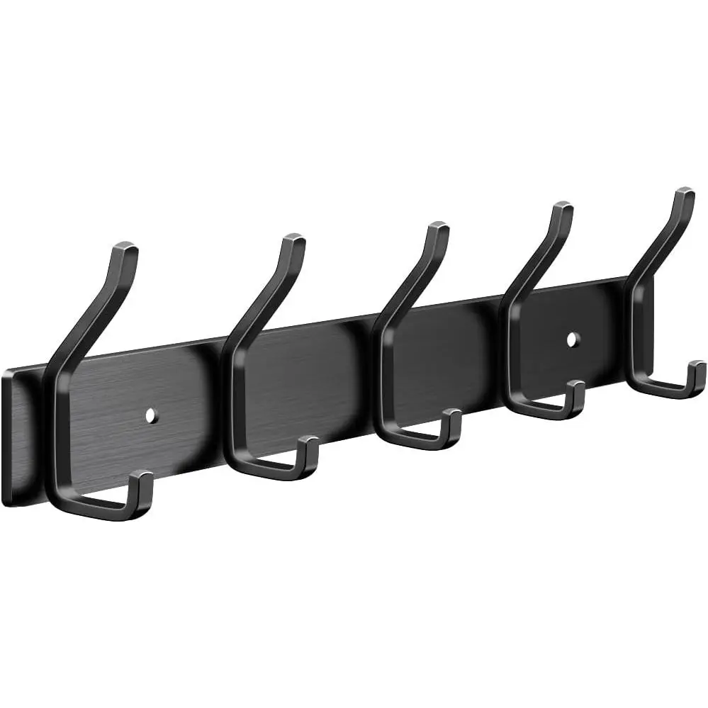 Coat Rack Wall Mount, Stainless Steel Coat Hanger Wall Mount, 14 Inch Hat Rack Holder for Wall, Key Holder Purse Racks, Towel Rack for Bathrooms (1, Black)