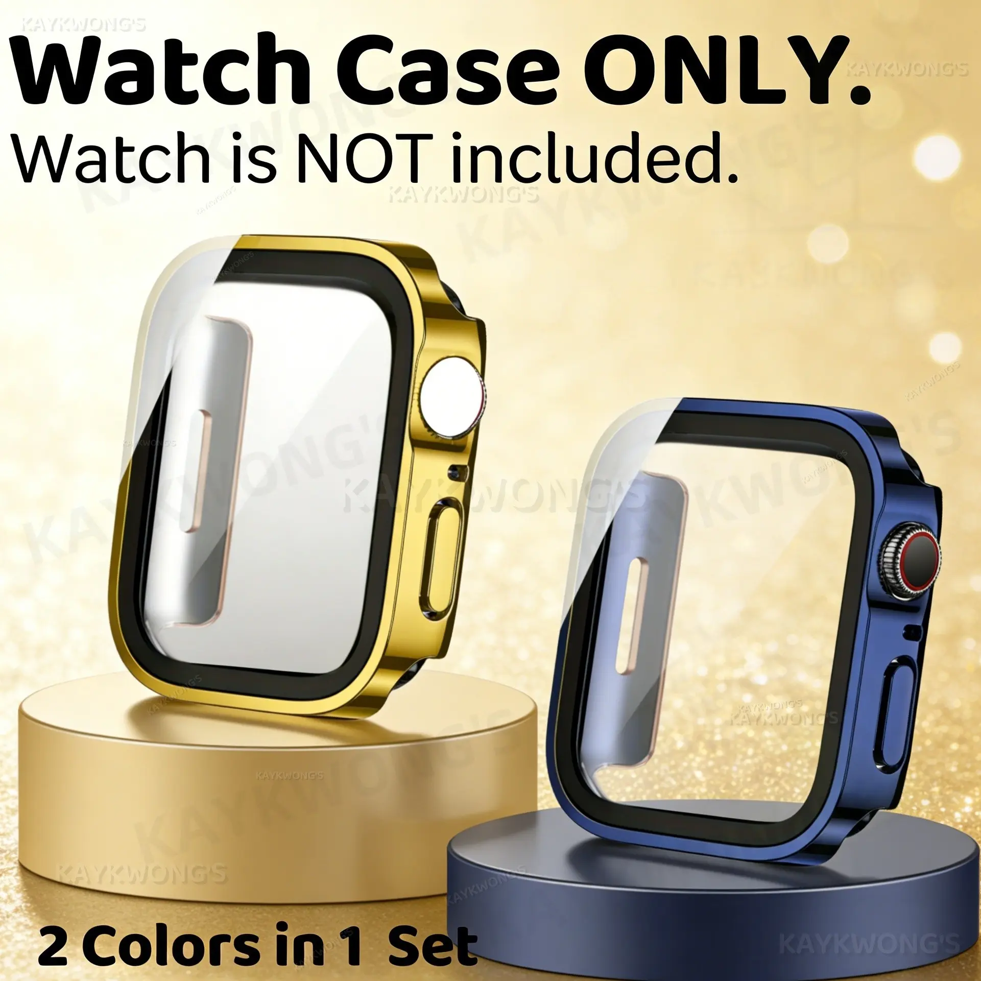 KAYKWONG'S Daily Protection Watch Case Set, Waterproof Protector, 2 Pieces Surface Waterproof Watch Shell, Compatible with Iwatch 4/5/6/7/8/9/10/11 Series, Fits for 40-49mm