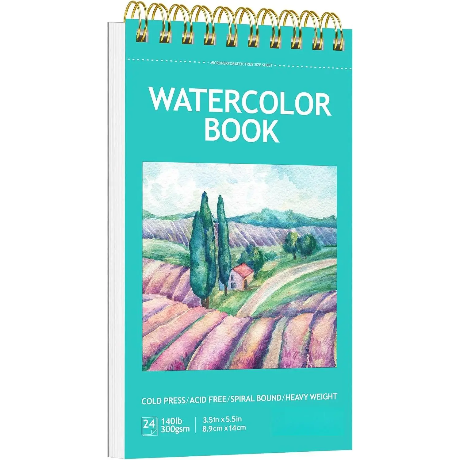 Small Watercolor Sketchbook, 3.5" x5.5”(140lb/300g), Spiral Bound with  Line. Artist Water Color Paper, Portable Travel Notebook for Watercolor or Quick Sketch - Ideal for  & Adults