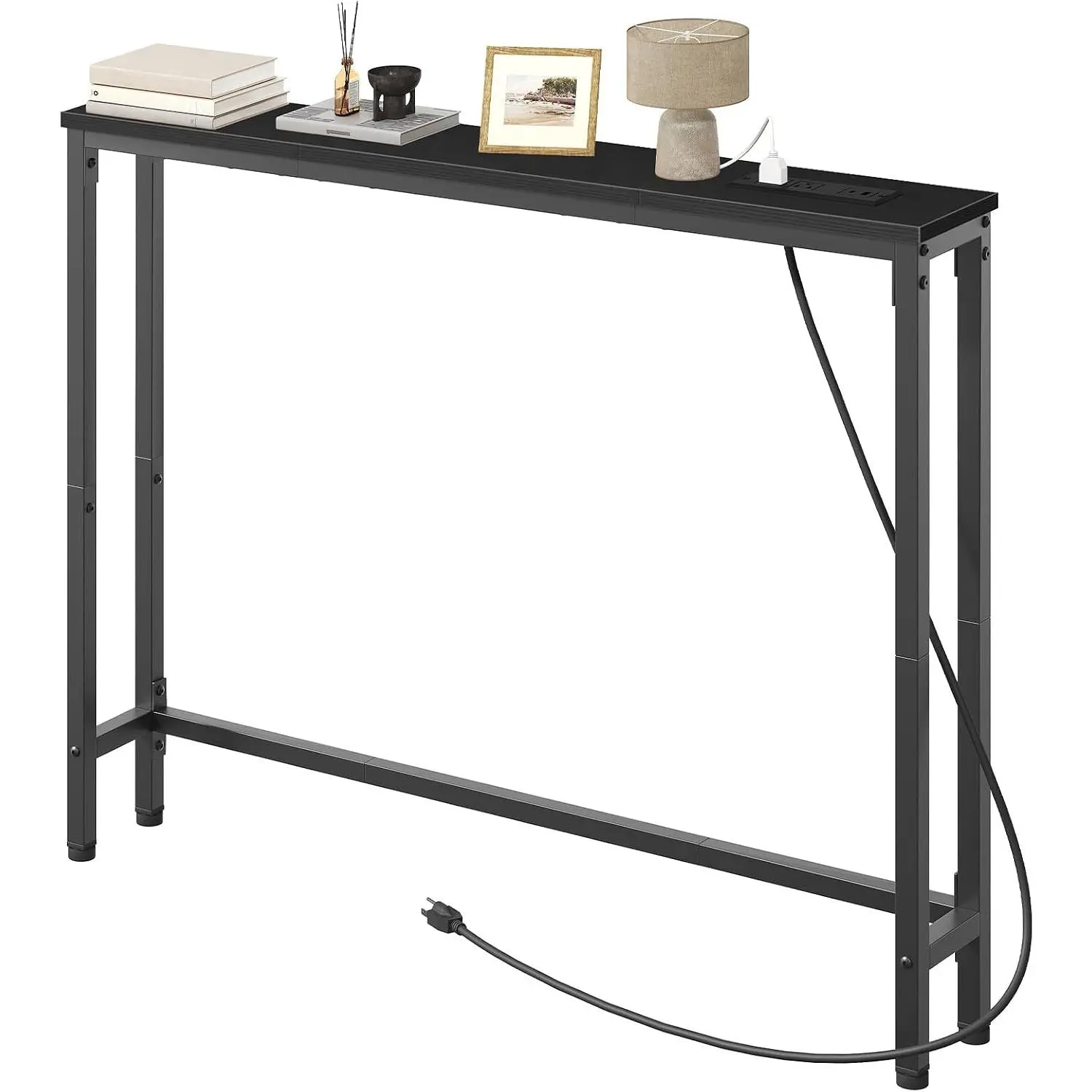 39.4 Inch Narrow Console Table with Power Outlets, Sofa Table