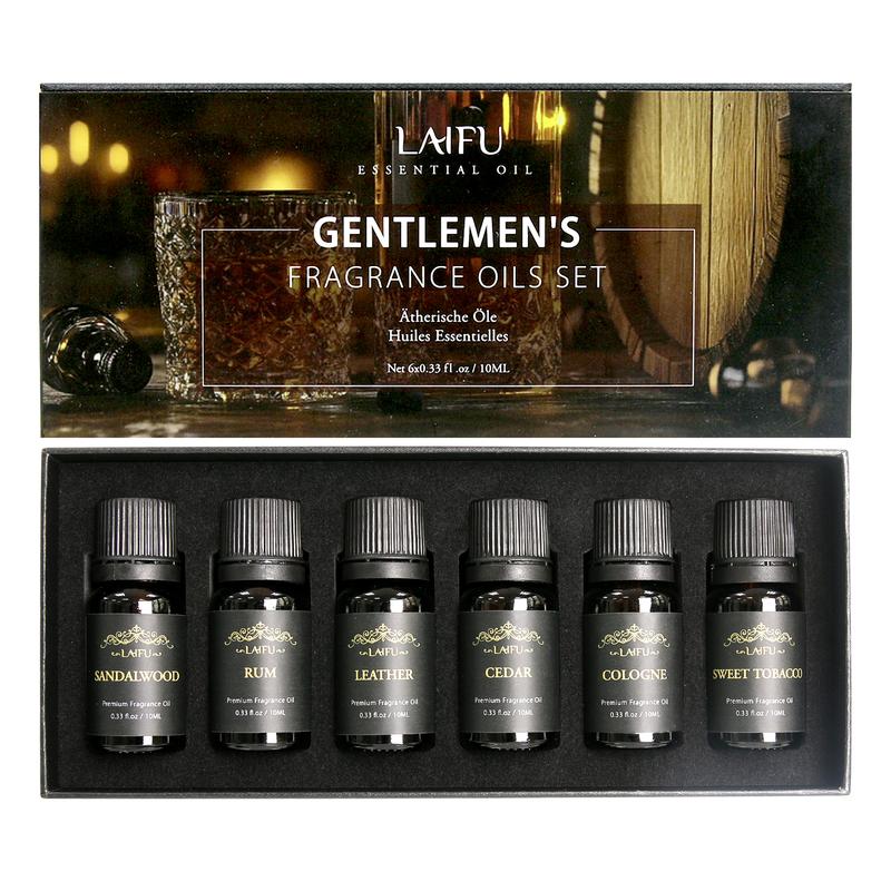 Water Soluble Essential Oils Kit for Fresh Air, Sandalwood, Cedarwood, Leather, Sweet, Rum, Eau De Cologne, Suitable For Homes, Offices and SPA, 6x10ml