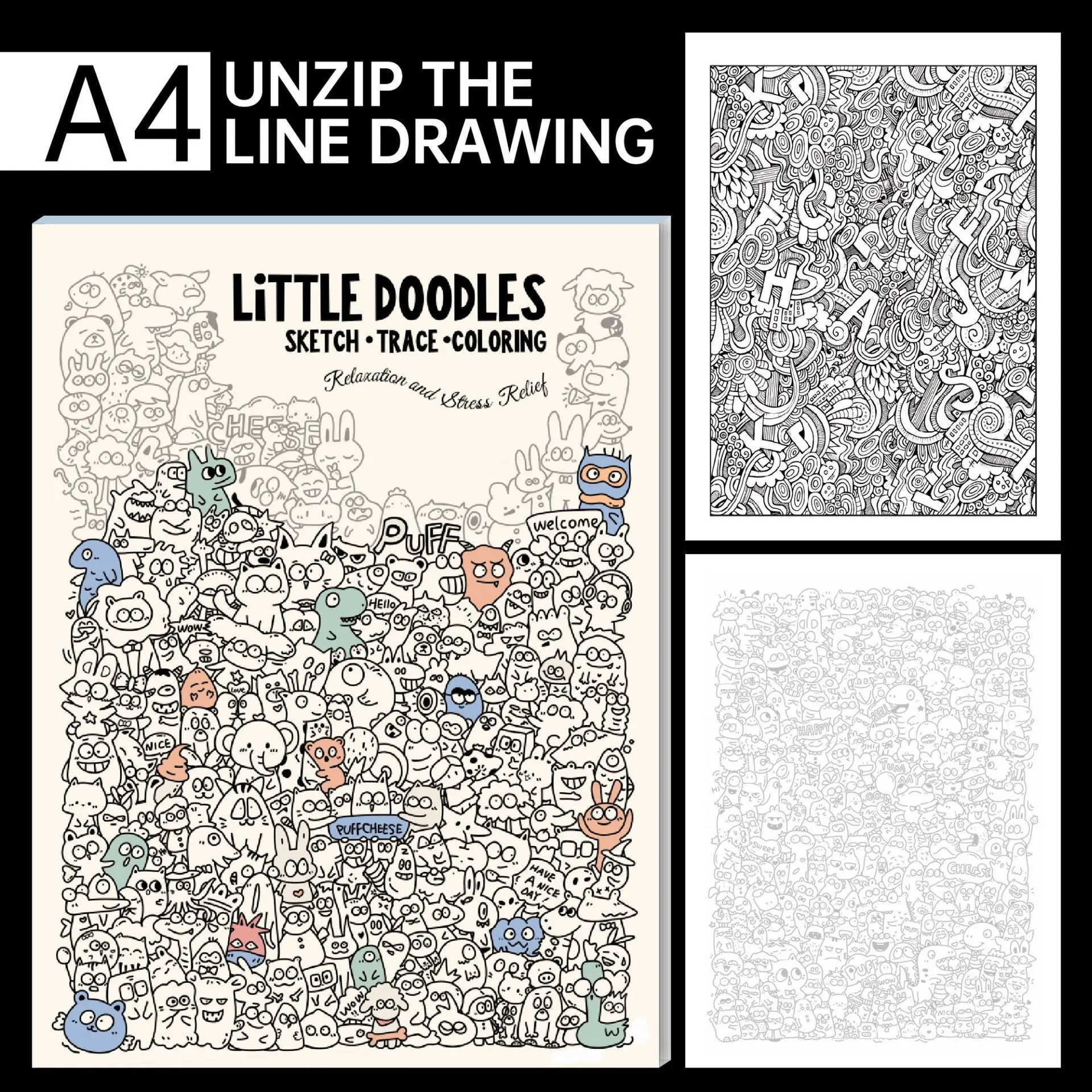 A4 multifunctional three in one drawing book, capable of copying and sketching, free sketching, DIY coloring, dense inner page fun graffiti book, relaxing and relaxing to pass the boring time, dedicated for hand drawing and sketching