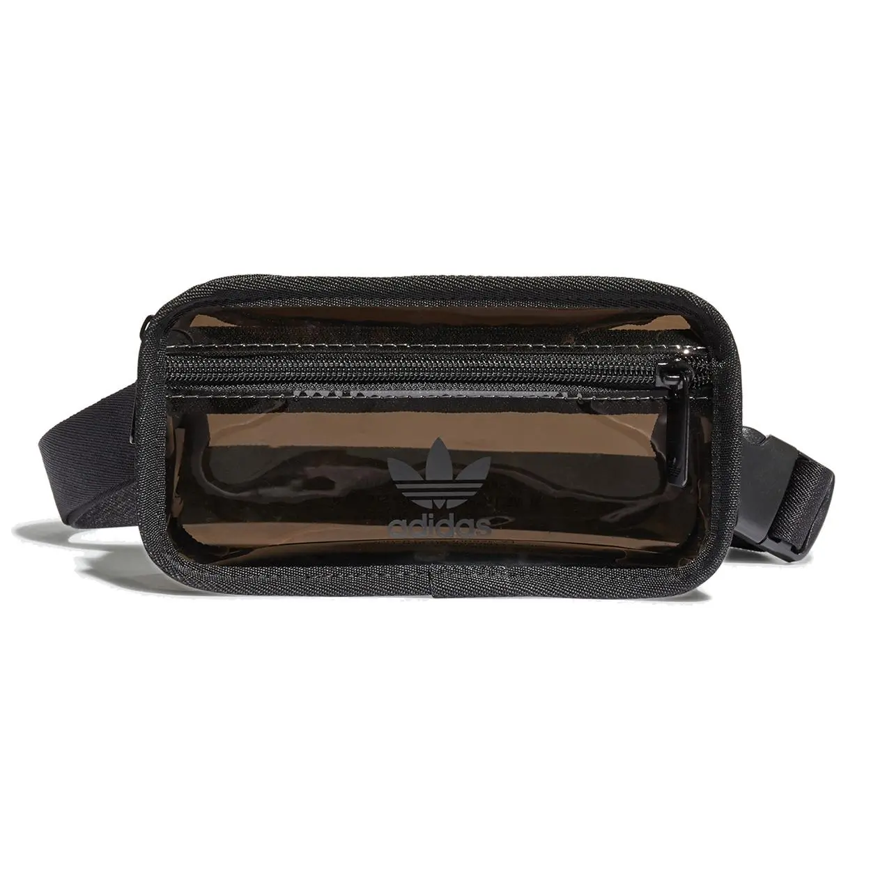Adidas Originals Waist Bag for Men and Women – Transparent Brown TPU Crossbody Bag with Bold Logo, Minimalist Streetwear Style