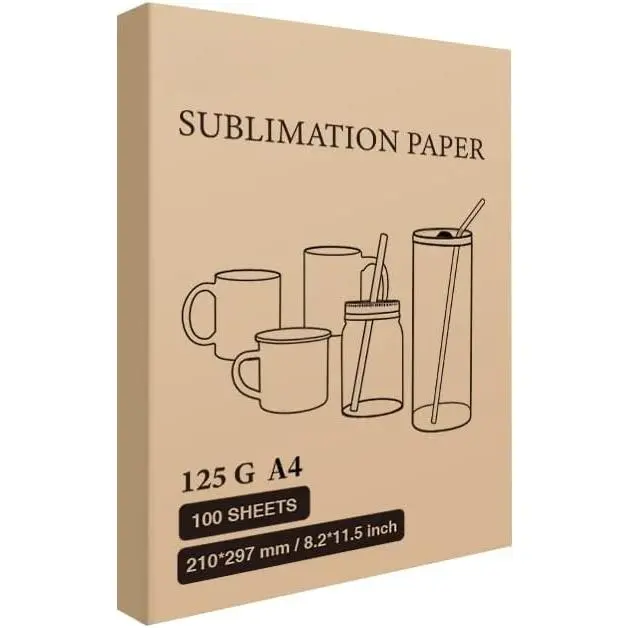 Sublimation Heat Transfer Paper 8.2 x 11.5 Inch A4 Size,100 Sheets,for Sublimation Blanks Mugs Tumblers Water Bottles T-shirt Bags Use Sublimation Ink 125 g