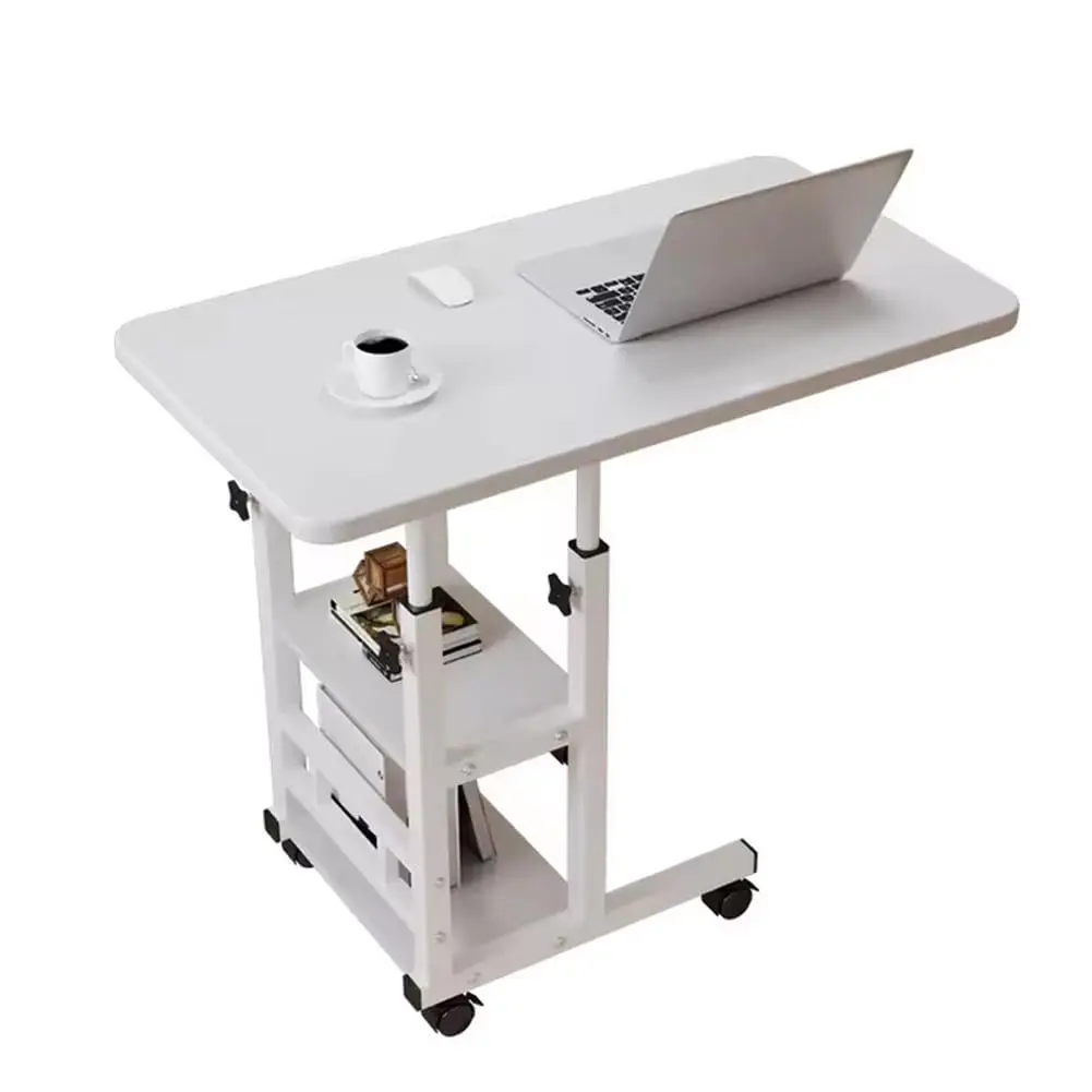 Height Adjustable C Table with Charging Station, Mobile Laptop C Shaped End Table, Couch Desk with Wheels, Couch Side Table with Storage Drawer